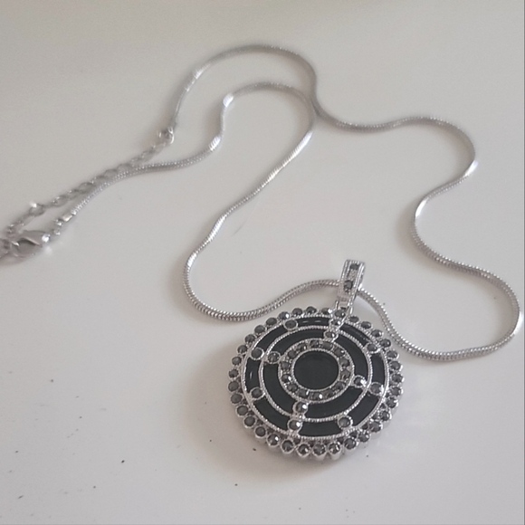 Simply You Jewelry - BEAUTIFUL New medallion necklace black crystal by Simply You. Silver Black